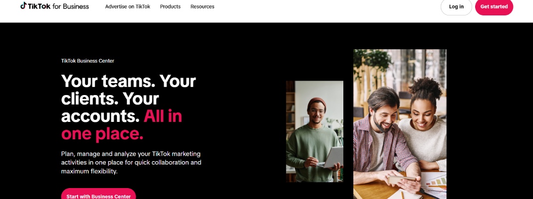 หน้าจอ TikTok Business Center สำหรับการตั้งค่าและการจัดการบัญชีโฆษณา